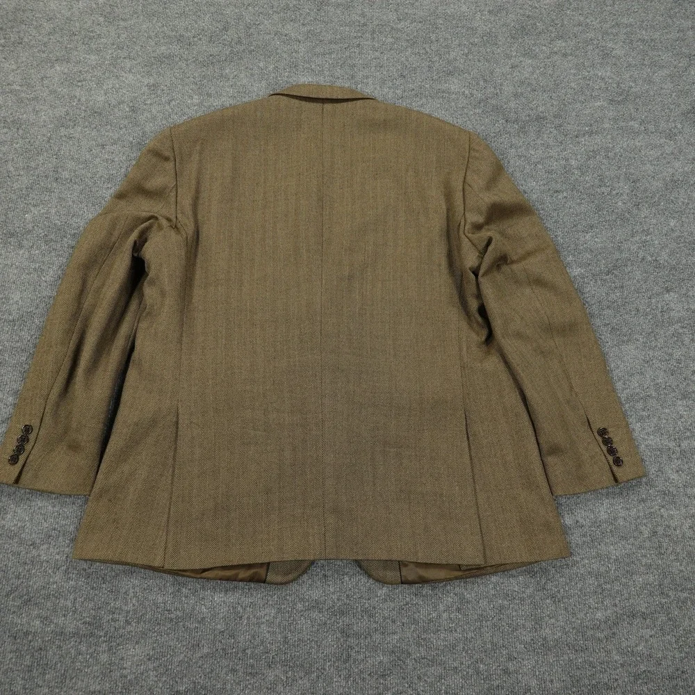 Stafford Sport‎ Coat Mens 50 Regular Brown Merino Wool Classic Fit Herringbone